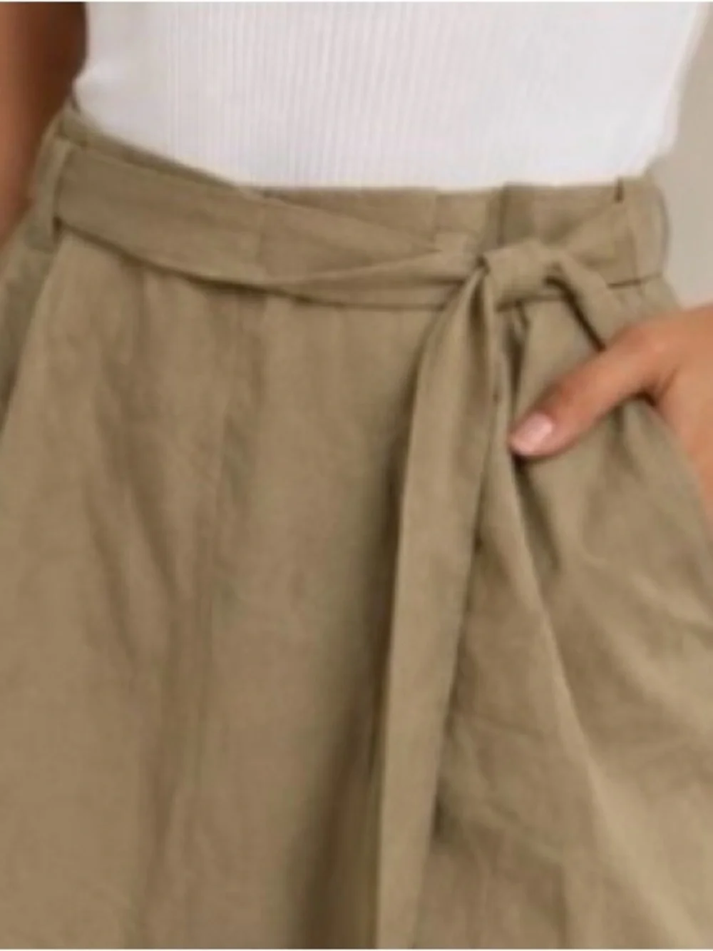 A New Day Tan Paperbag Waist Belted Mini Skirt L ✨